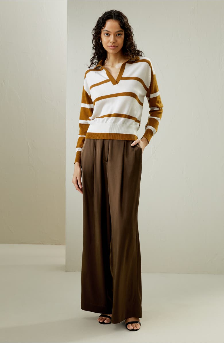 Lilysilk Merino Wool Sweater Polo, Alternate, color, Brown