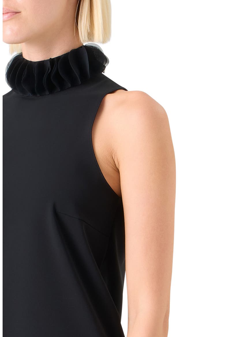 Ruffle Mock Neck Shell, Alternate, color, BLACK
