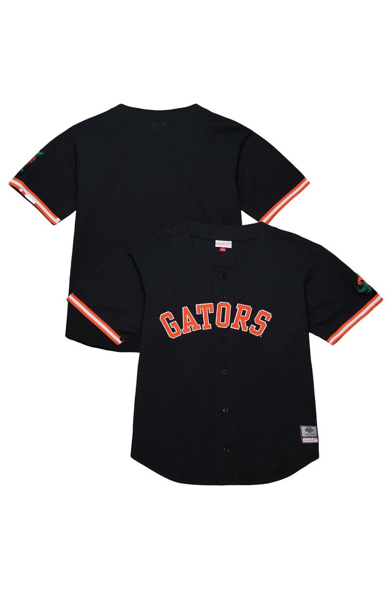 Men's Mitchell & Ness Black Florida Gators On The Clock Full-Button Fashion Jersey, Main, color, Black