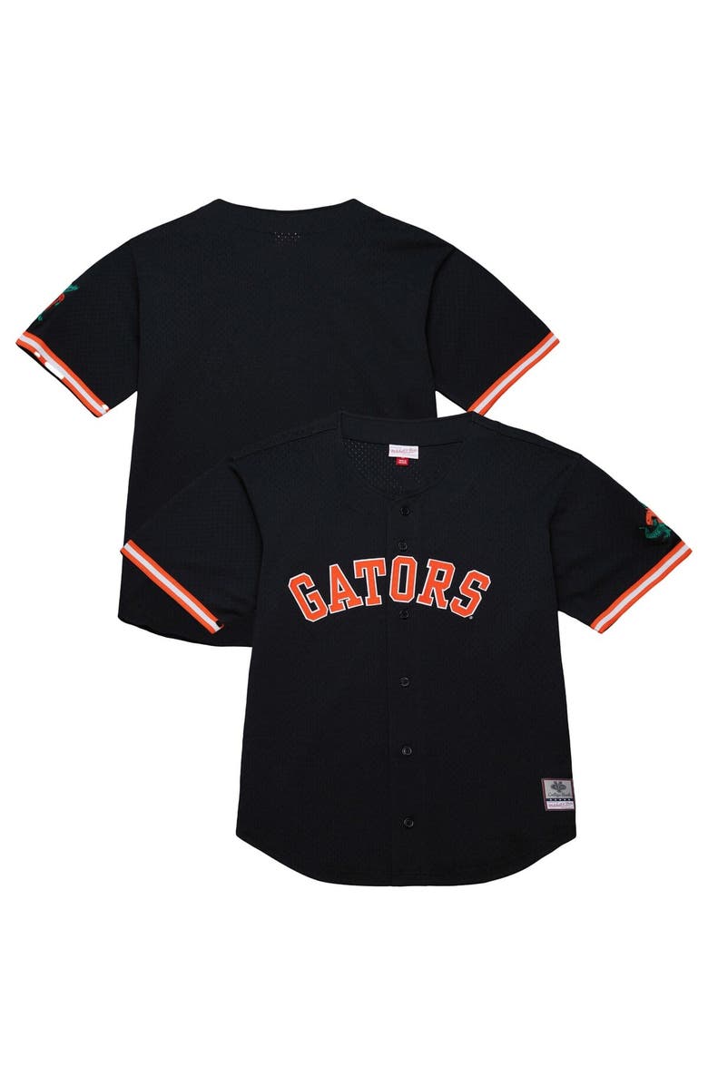 Mitchell & Ness Men's Mitchell & Ness Black Florida Gators On The Clock Full-Button Fashion Jersey, Main, color, Black