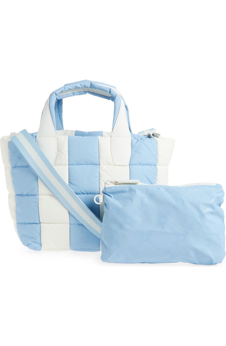 VeeCollective Small Porter Colorblock Recycled Nylon Tote, Alternate, color, Cerulean - Marshmallow Stripes