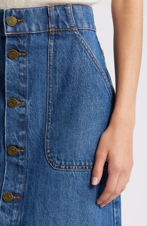 Frame Modern Pocket Button Front Midi Denim Skirt In October