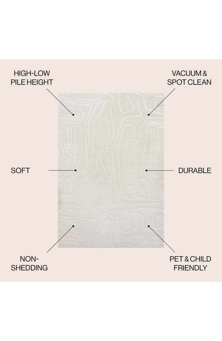 JONATHAN Y Alcina Modern Scandinavian Graphic Lines High-Low Area Rug, Alternate, color, White/Cream