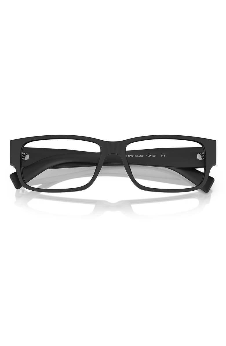Prada 57mm Rectangular Optical Glasses, Alternate, color, Deep Black
