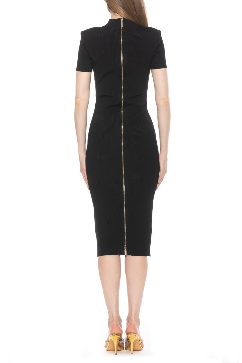Adara Rib Knit Midi Dress, Alternate, color, BLACK