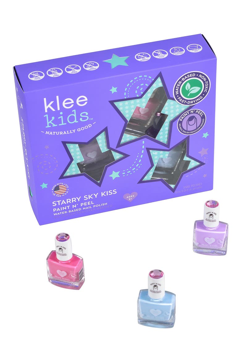 Kids' Starry Sky Kiss 3-Piece Nail Polish Set, Main, color, PURPLE