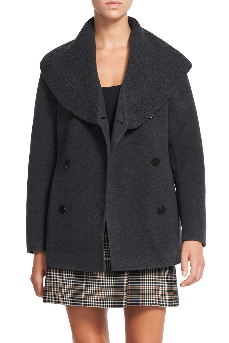 Shawl Collar Peacoat, Main, color, CHARCOAL MELANGE - A08