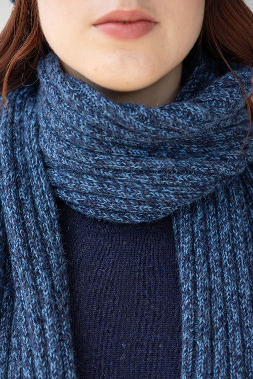 Sskein Ribbed Fringe Scarf In Blue Marl