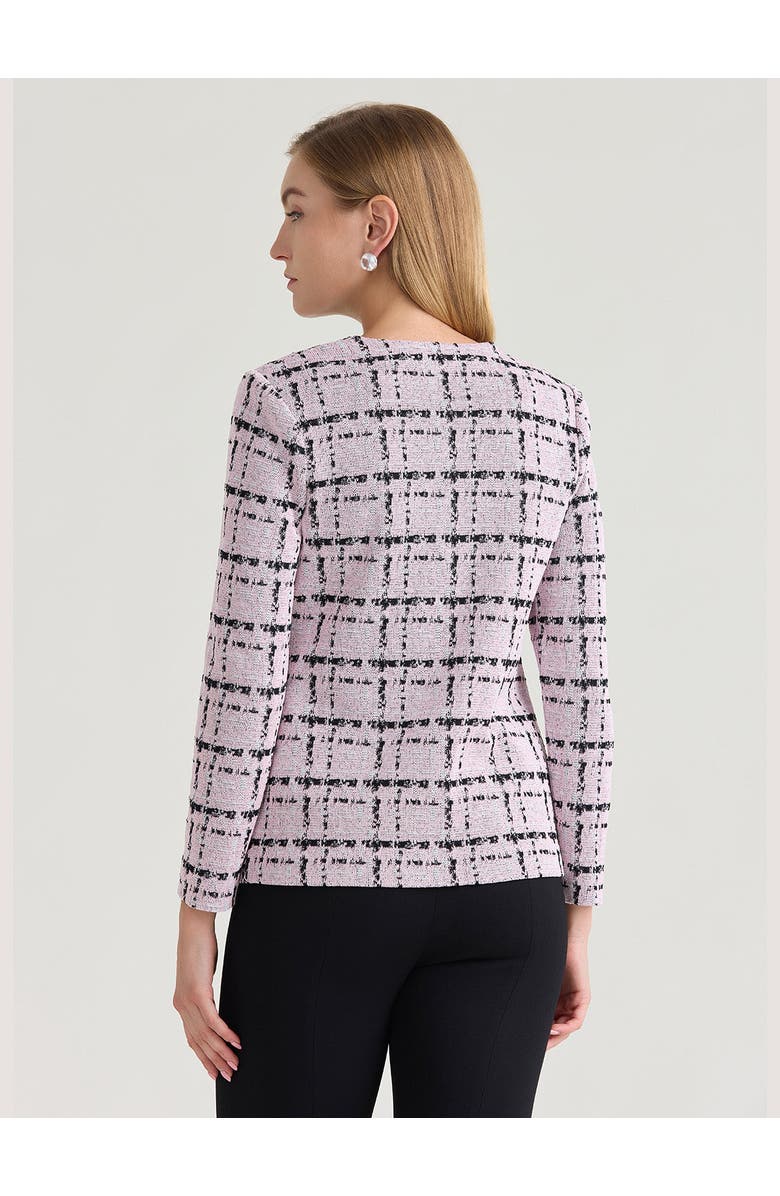 Misook Tailored Plaid Jacquard Knit Jacket, Alternate, color, Cherry Blossom/White/Black