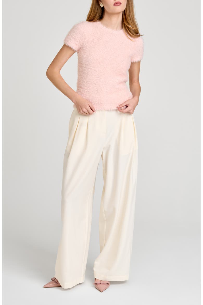 Hannah Short Sleeve Sweater, Alternate, color, TEA ROSE