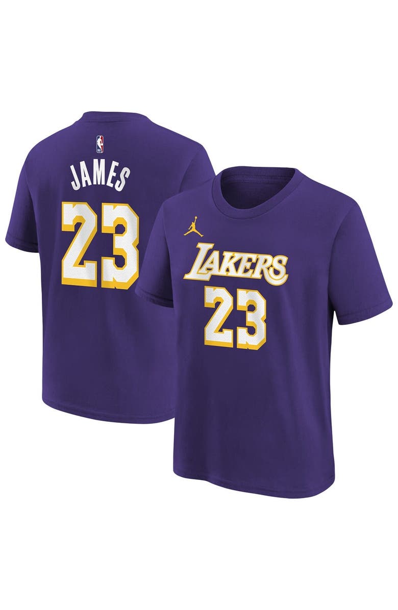 Jordan Brand Youth Jordan Brand LeBron James Purple Los Angeles Lakers Statement Edition Name & Number T-Shirt, Main, color, Purple
