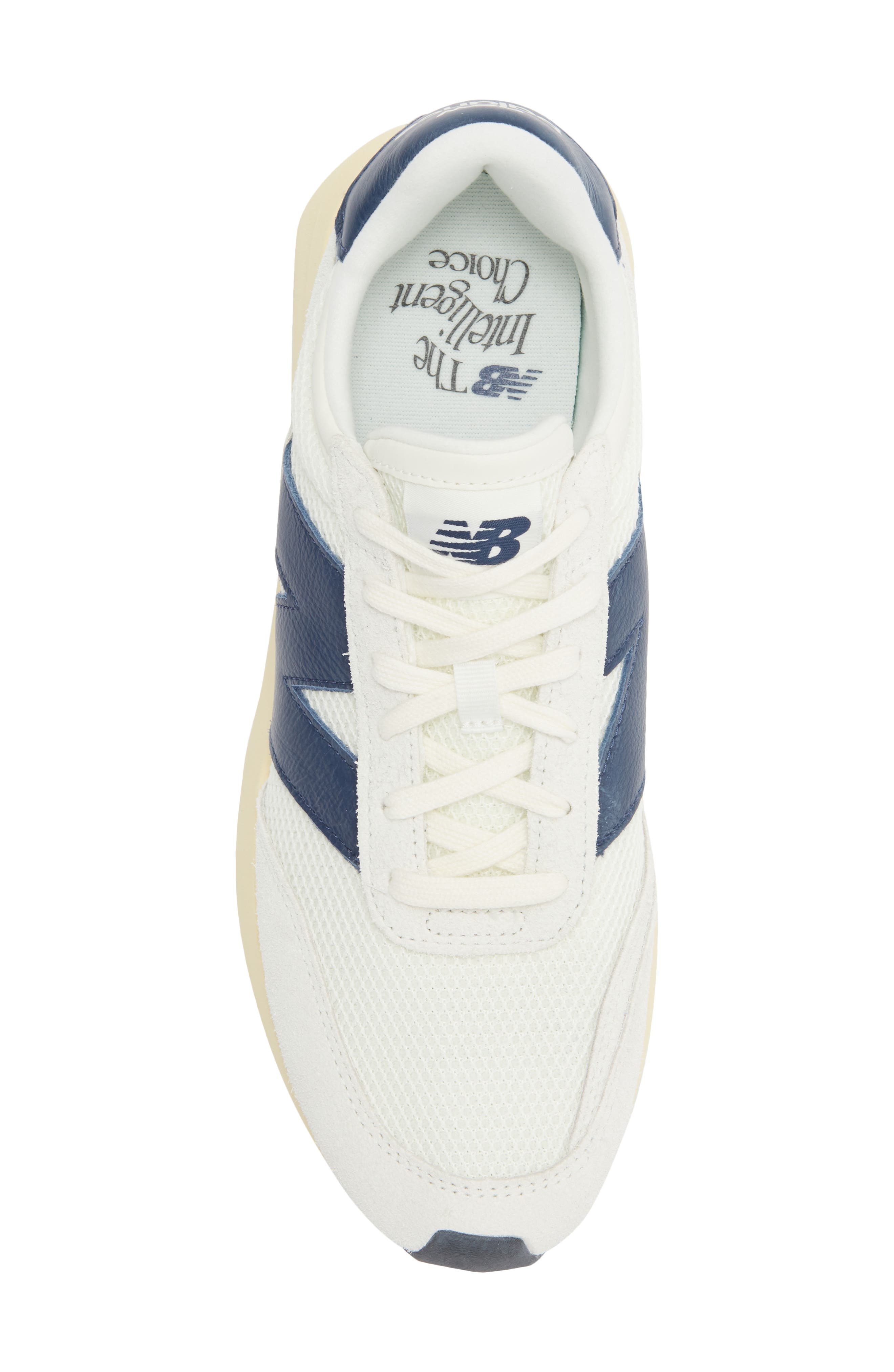 New Balance Gender Inclusive 370 Sneaker, Alternate, color, Sea Salt/ Nb Navy