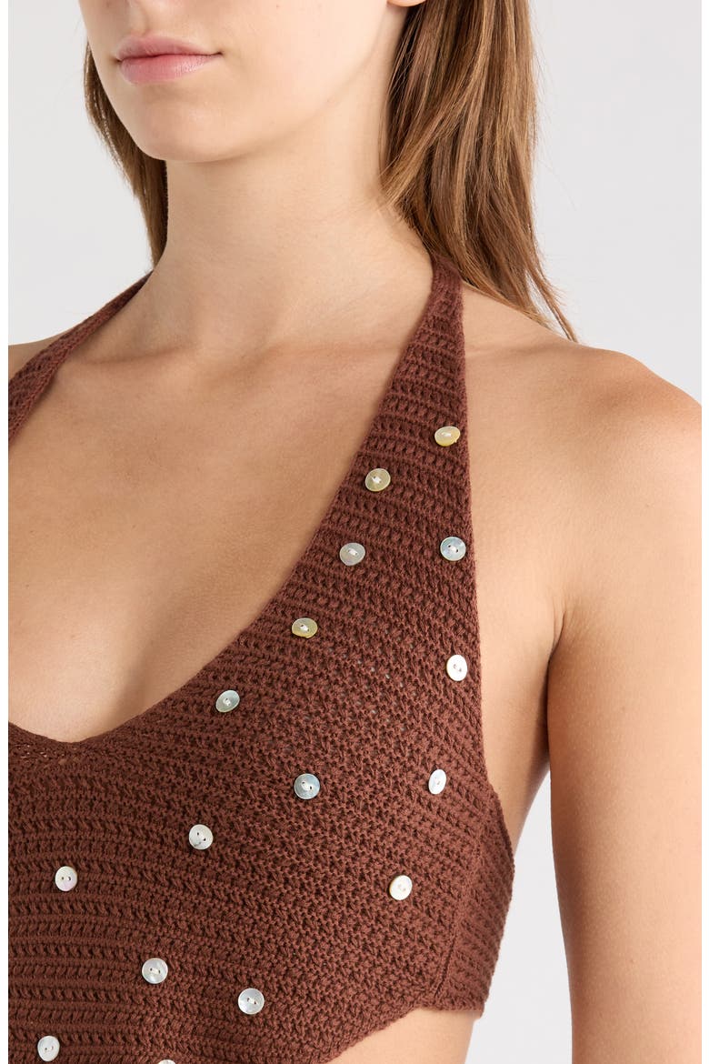 Maribel Knit Halter Top, Alternate, color, BROWN