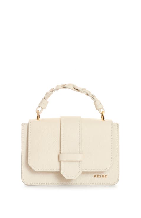 Garniel Hands-Free Leather Bag with Woven Handle