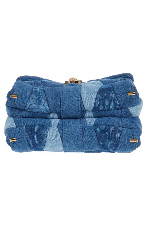 Versace Medusa 95 Quilted Patchwork Denim Shoulder Bag In Blue  Gold
