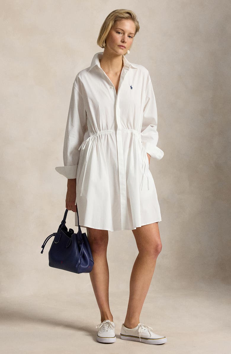 Polo Ralph Lauren Long Sleeve Cotton Poplin Shirtdress, Alternate, color, White