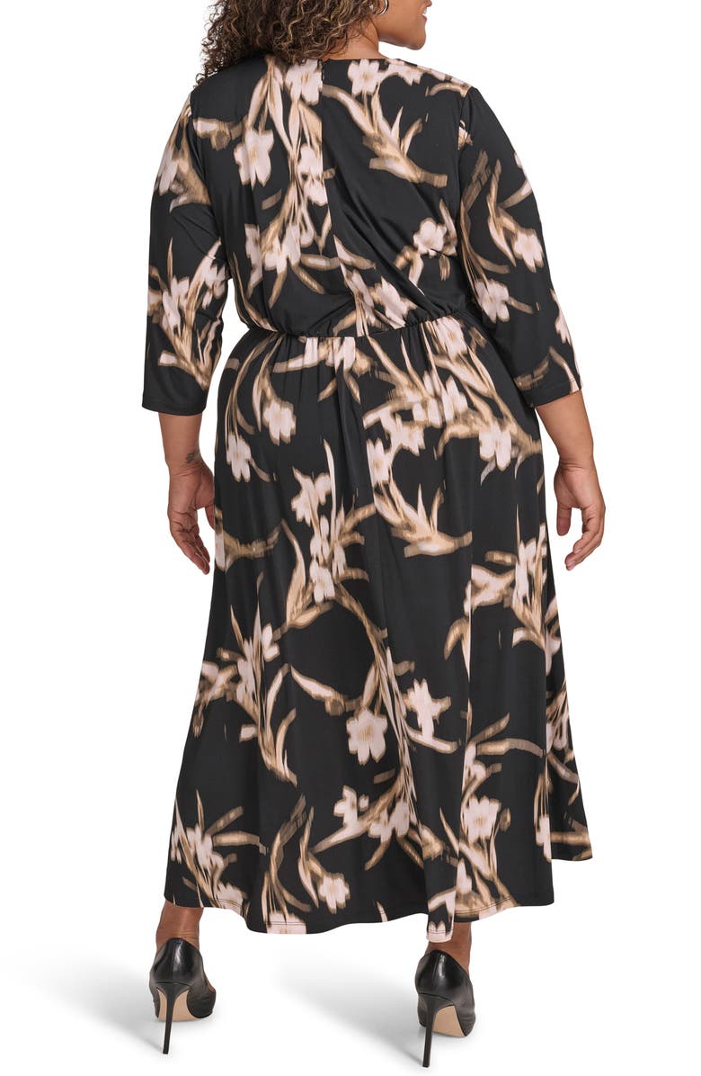 Calvin Klein Floral Three-Quarter Sleeve Maxi Dress, Alternate, color,