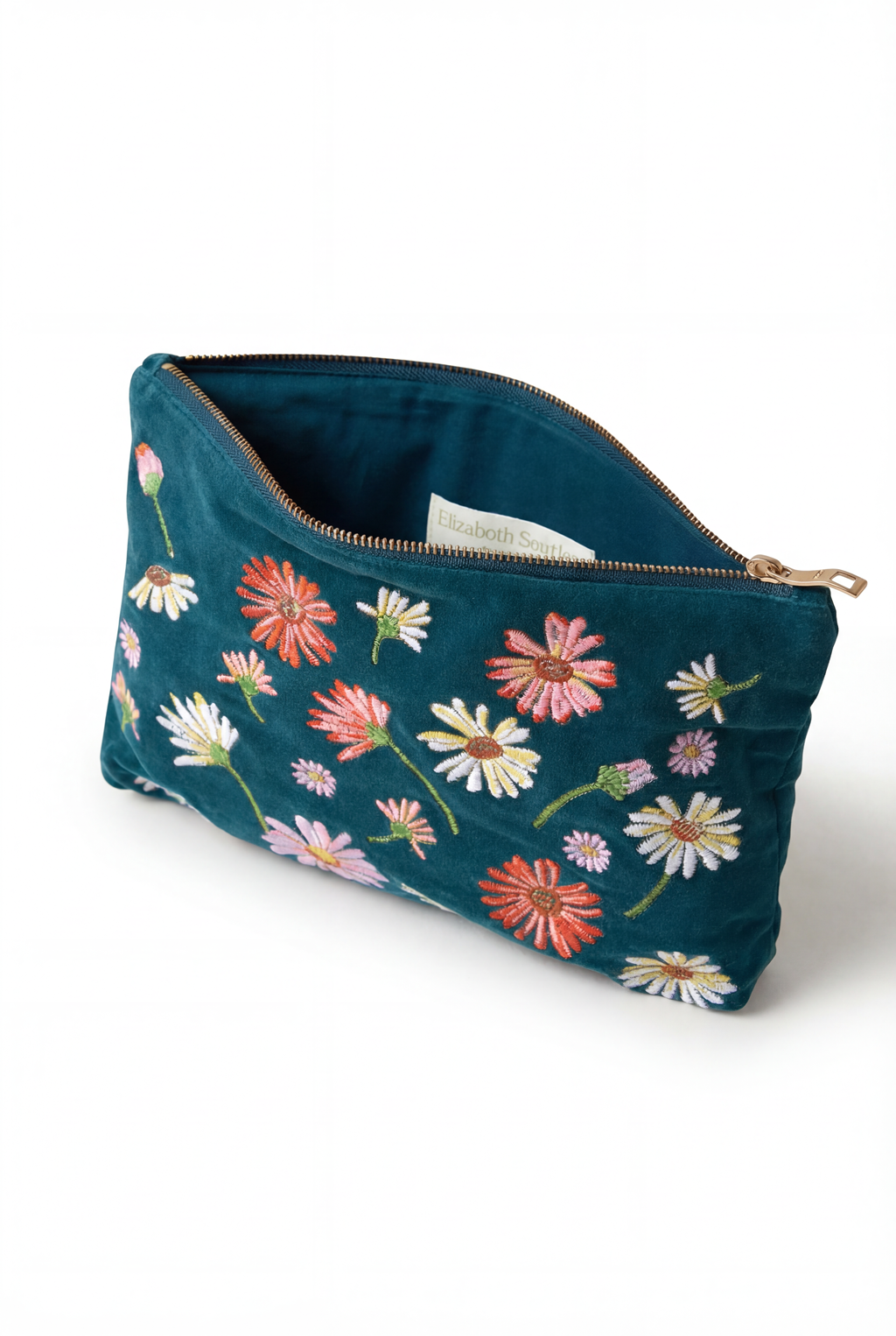 Elizabeth Scarlett Wildflower Velvet Everyday Pouch, Alternate, color, Rich Blue