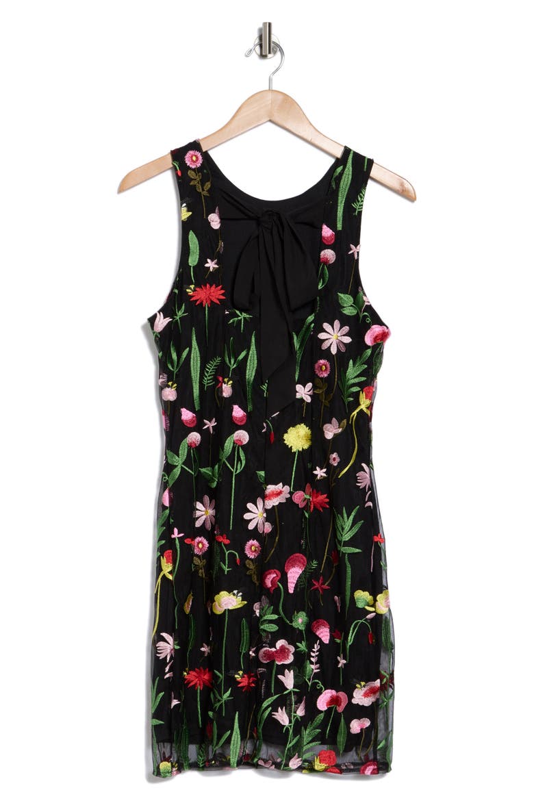 Fresh Cut Floral Embroidered Sheath Dress, Alternate, color, BLACK MULT