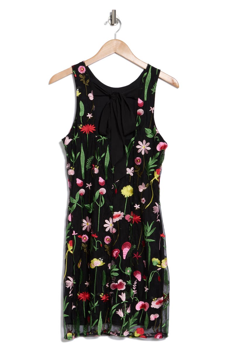 Sam Edelman Fresh Cut Floral Embroidered Sheath Dress, Alternate, color, Black Mult