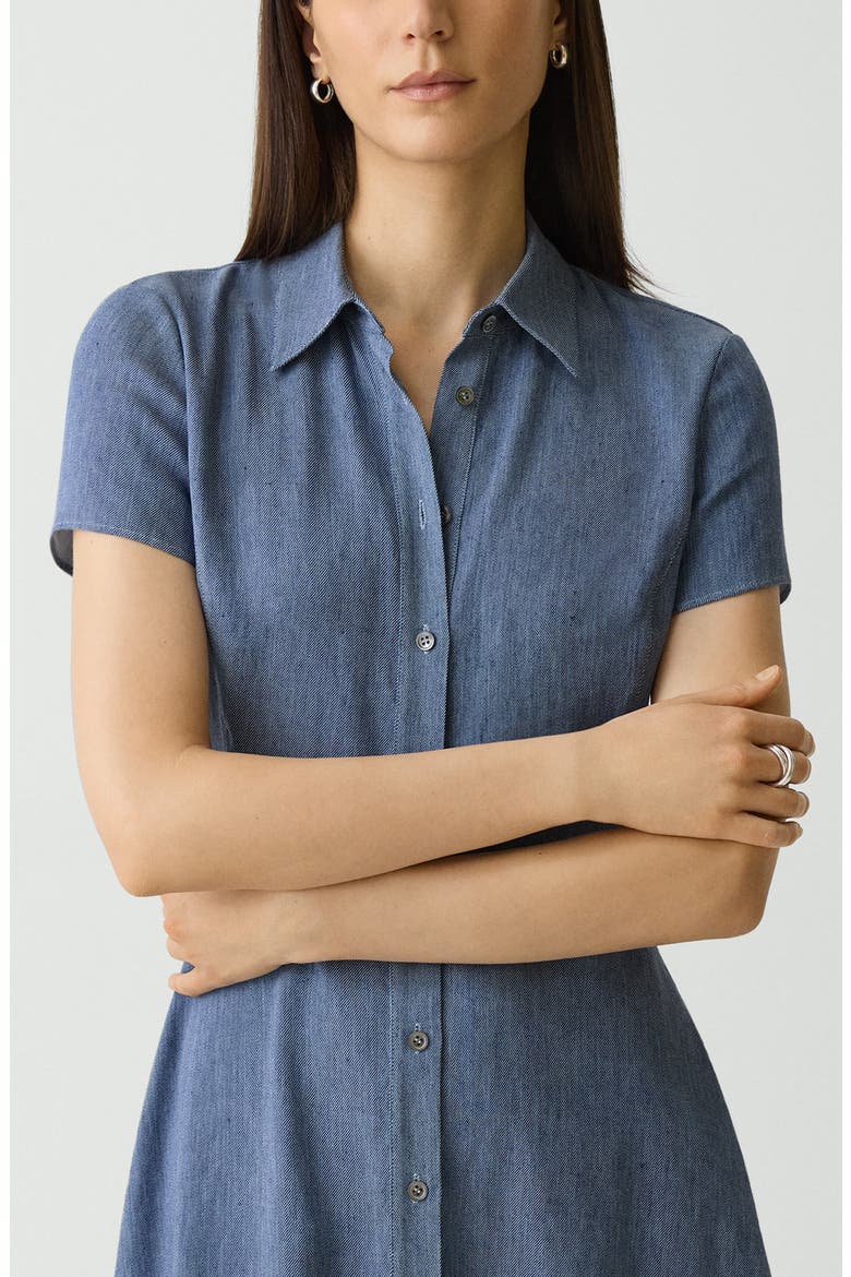 Stretch Linen Blend Shirtdress, Alternate, color, LIGHT DENIM