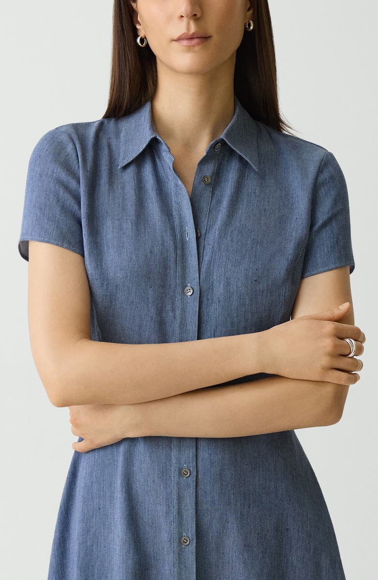 Theory Stretch Linen Blend Shirtdress, Alternate, color, Light Denim