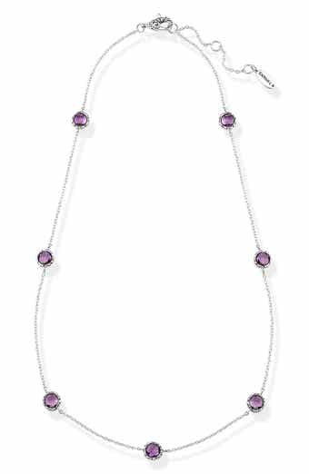 Sterling Silver Amethyst Station Necklace