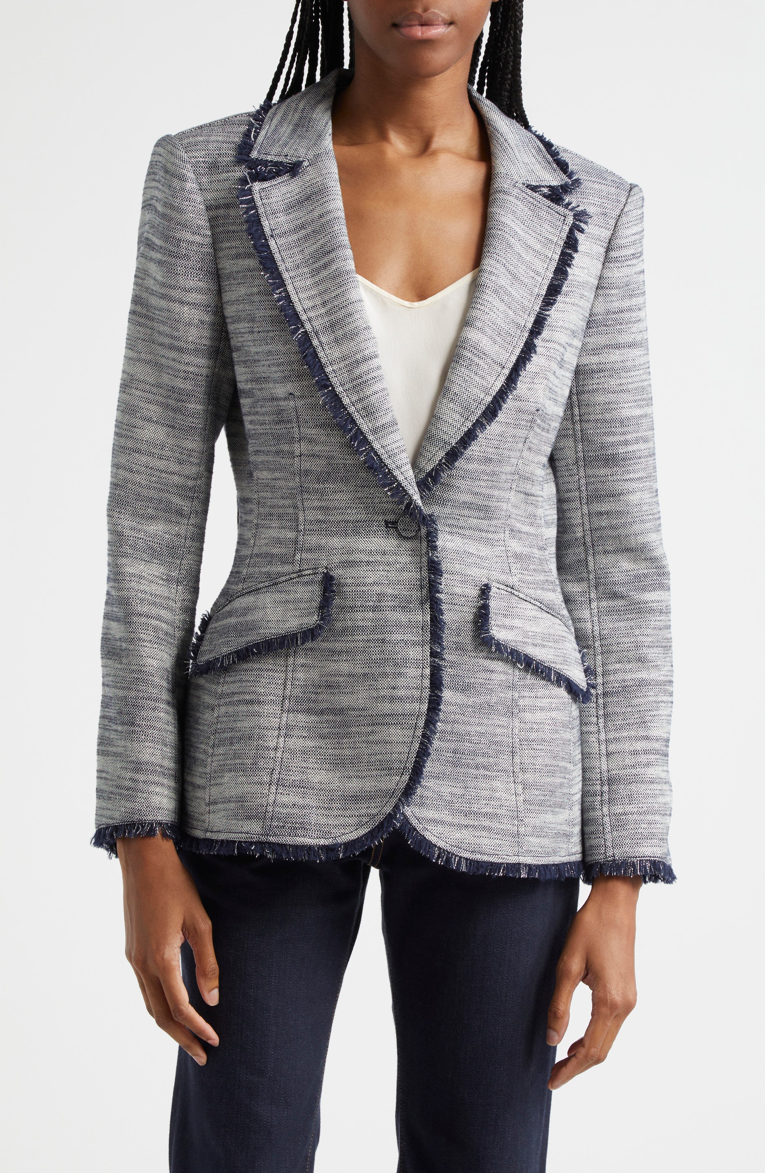 Cinq à Sept Sallie Metallic Fringe Blazer
