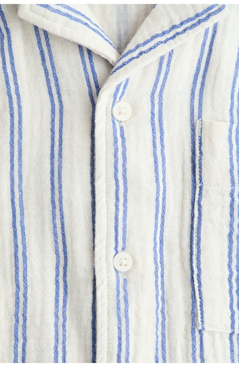 H&M Cotton muslin resort shirt, Alternate, color, Cream/Blue Striped