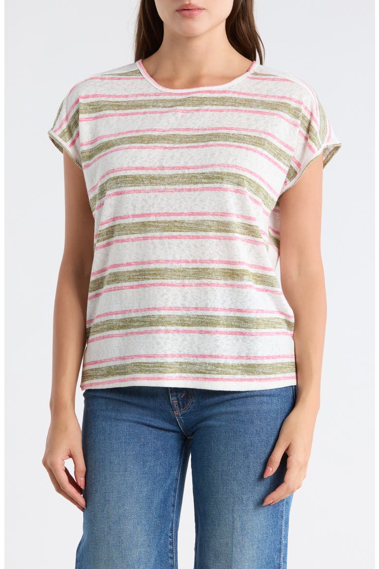 Caty Relaxed Stripe Slubbed T-Shirt, Main, color, BERRY/SPHAGNUM STRIPE