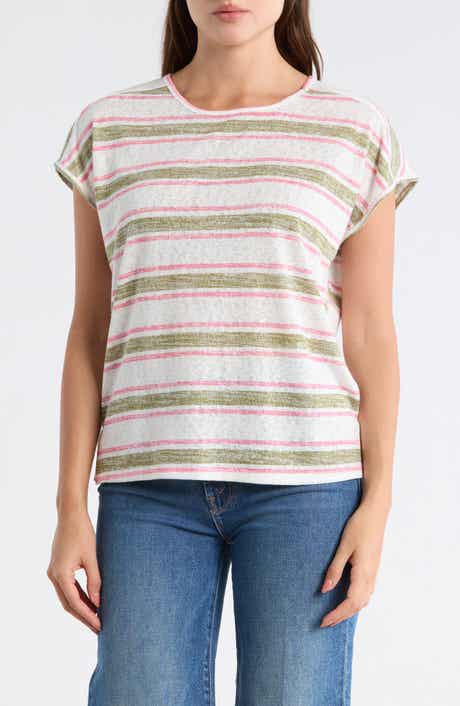 Bobeau Caty Relaxed Stripe Slubbed T-Shirt