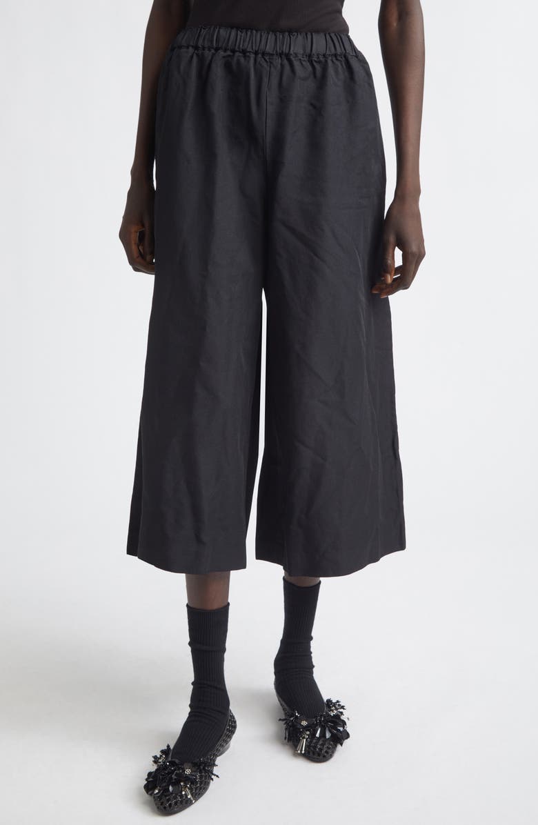 Comme des Garçons Comme des Garçons Crop Twill Wide Leg Pants, Main, color, Black