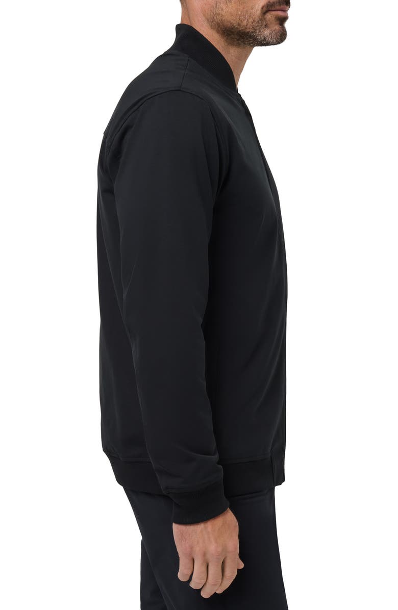 TravisMathew Stretch Cotton Bomber Jacket, Alternate, color, Black