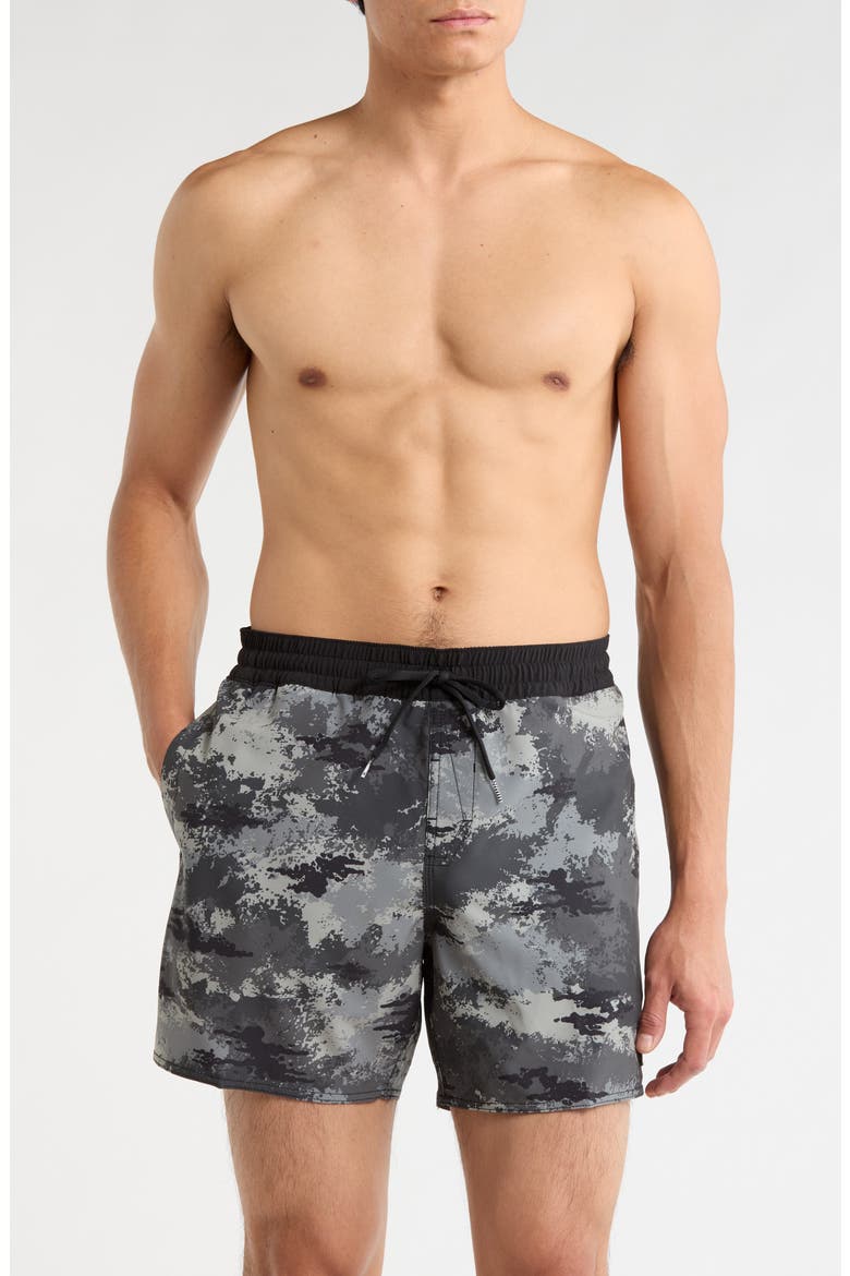 Lindo Print Swim Trunks, Main, color, BLACK