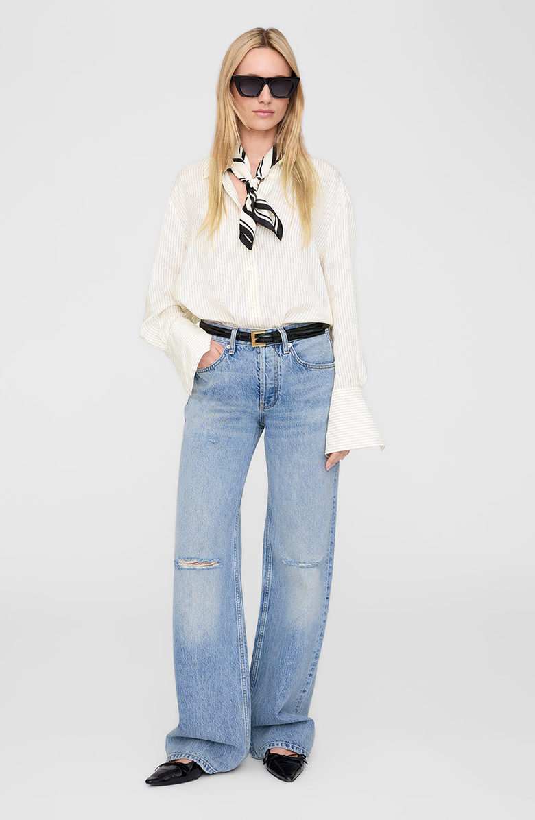 ANINE BING York Scarf, Alternate, color, Ivory / Black Monogram