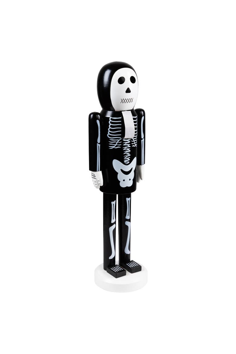 Skeleton Wooden Halloween Nutcracker - 14" - Black and White, Alternate, color, Black