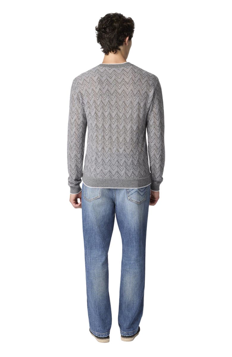 Missoni Crew-neck Cashmere Pullover With Zigzag Pattern, Alternate, color, Grey