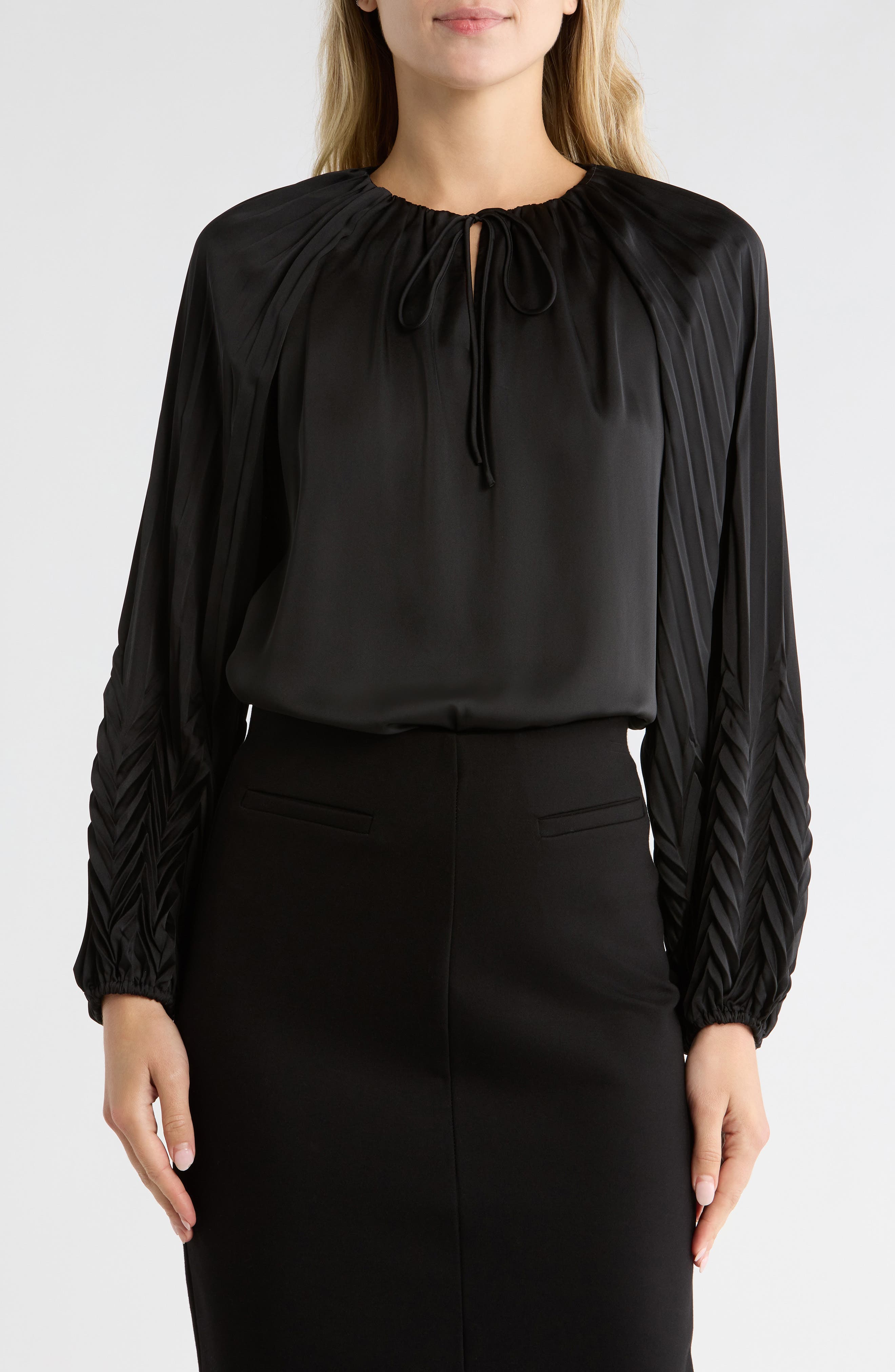 JASON WU Tie Neck Satin Top