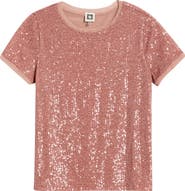 Anne Klein Short Sleeve Sequin Mesh Top