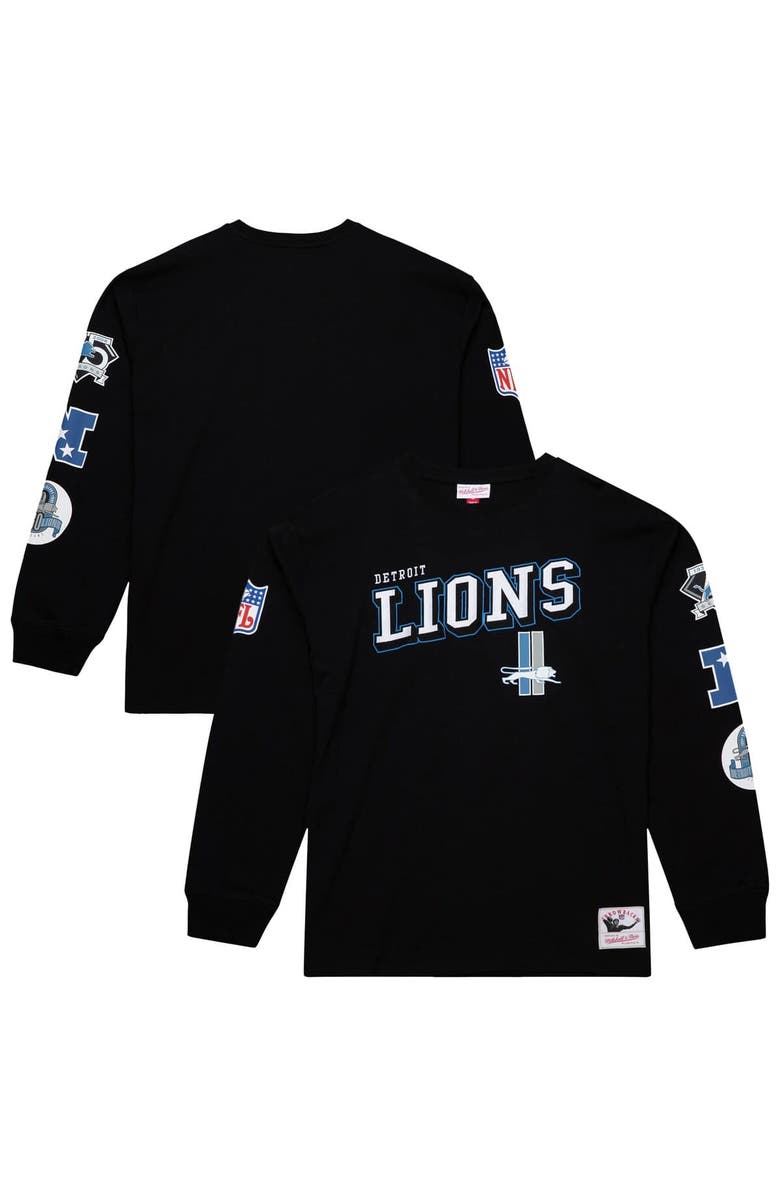 Mitchell & Ness Men's Mitchell & Ness  Black Detroit Lions Training Camp Vintage Logos Long Sleeve T-Shirt, Alternate, color, Black