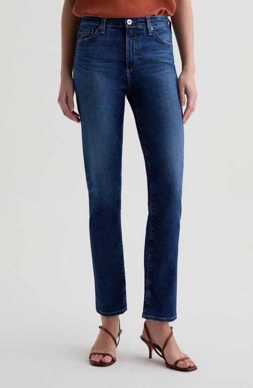 Ag Mari Mid Rise Ankle Slim Straight Leg Jeans In Blue