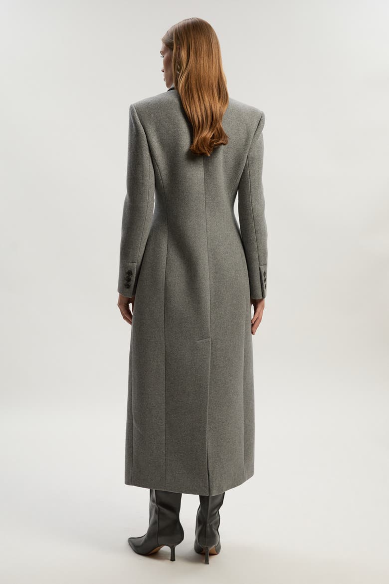 Wool Blend Tailored Fitted Maxi Coat, Alternate, color, Grey Marl