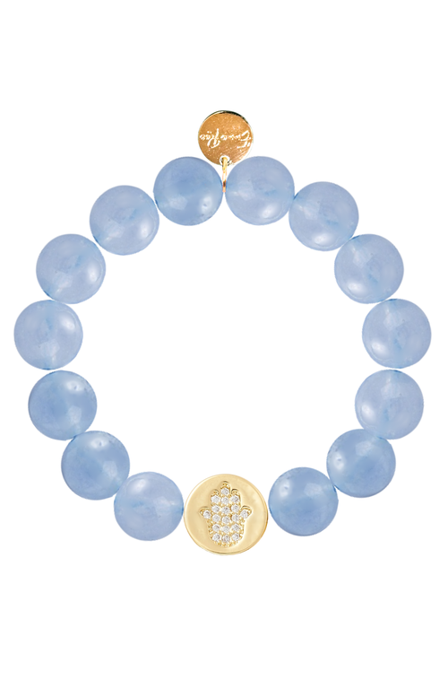 Emma Rae Jade Pave Hamsa Bracelet In Gold