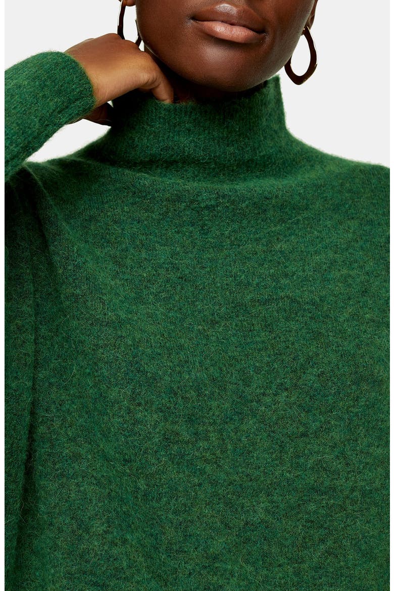 Textured Funnel Neck Sweater, Alternate, color, GREEN