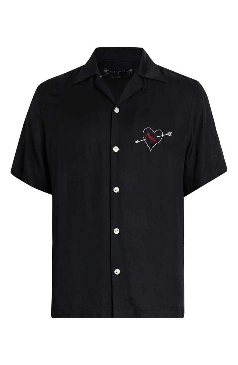 AllSaints Vendetta Embroidered Camp Shirt, Alternate, color, 