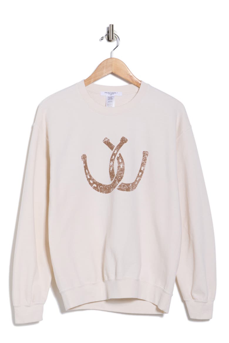 Double Horseshoes Graphic Sweatshirt, Alternate, color, IVORY