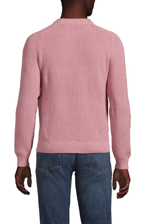 Lands' End Drifter Cotton Crewneck Sweater In Pink