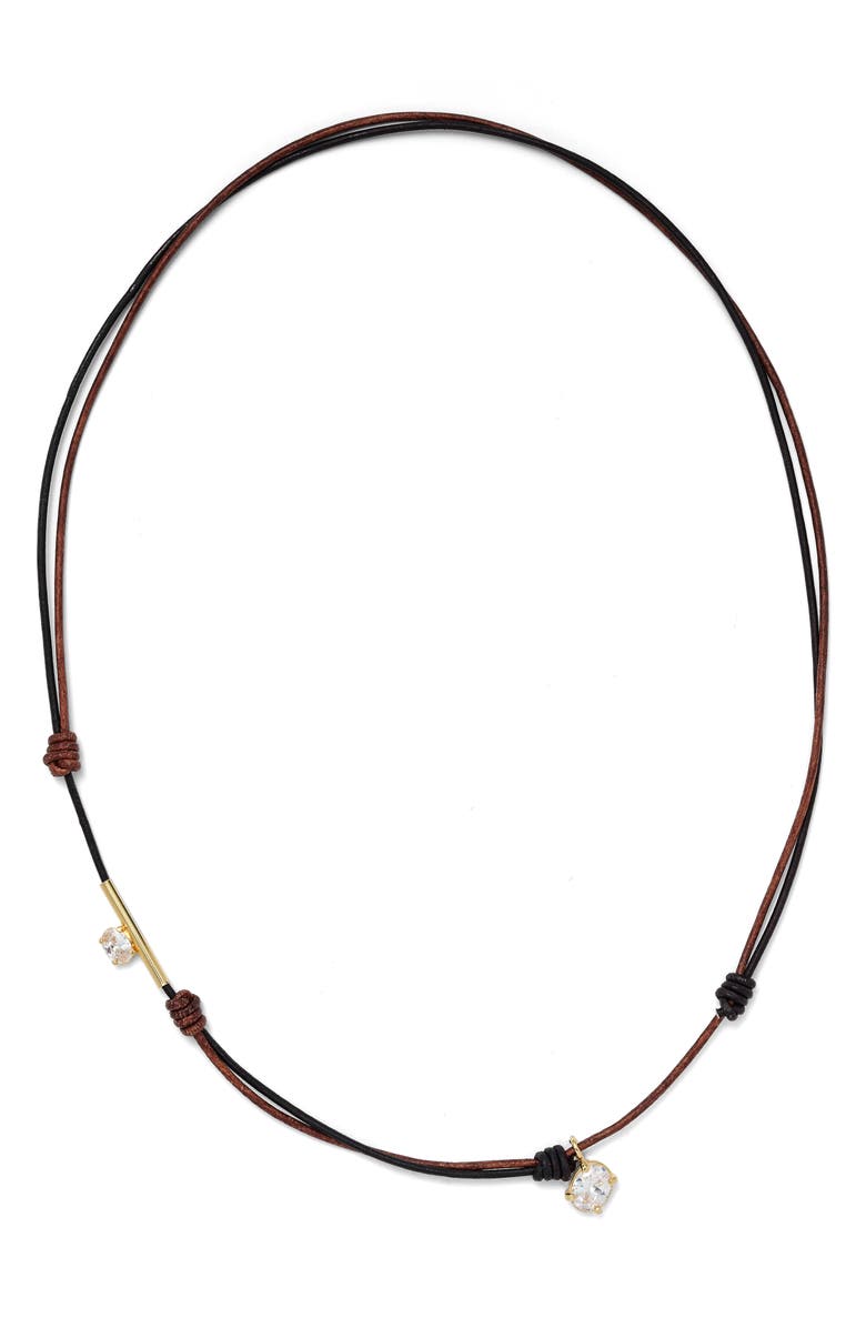 Lady Grey Crystal Knot Cubic Zirconia Necklace, Main, color, Gold/ Black/ Multi