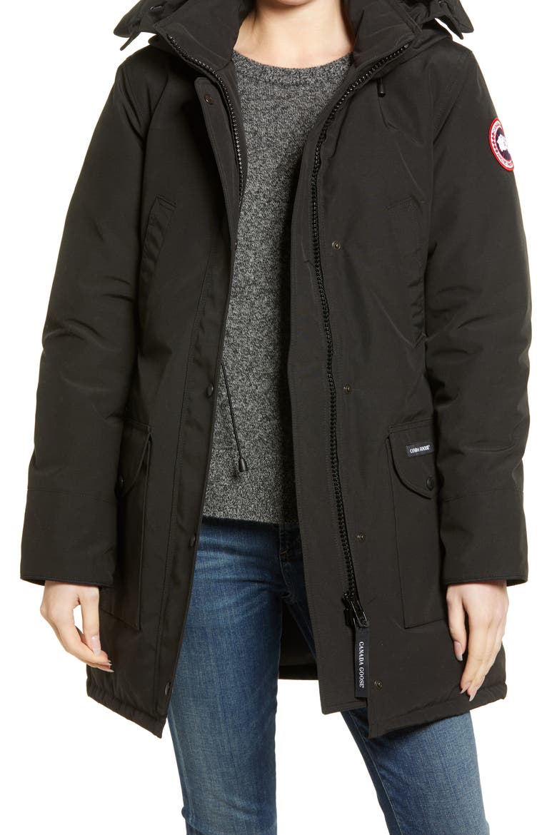 Trillium Hooded Down Parka, Main, color, BLACK