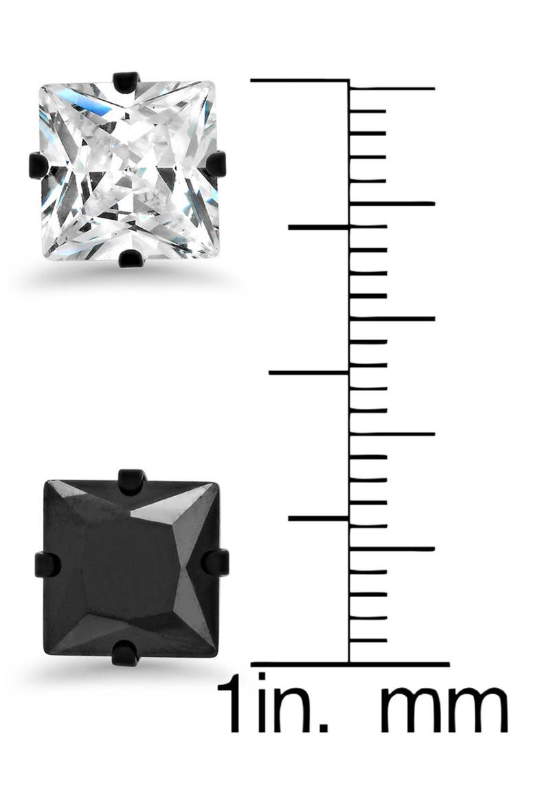 Set of 2 Square Stud Earrings, Alternate, color, BLACK